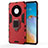 Silikon Hülle Handyhülle und Kunststoff Schutzhülle Hartschalen Tasche mit Magnetisch Fingerring Ständer für Huawei Mate 40 Rot
