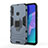 Silikon Hülle Handyhülle und Kunststoff Schutzhülle Hartschalen Tasche mit Magnetisch Fingerring Ständer für Huawei Y7p Blau