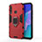 Silikon Hülle Handyhülle und Kunststoff Schutzhülle Hartschalen Tasche mit Magnetisch Fingerring Ständer für Huawei Y7p Rot