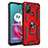 Silikon Hülle Handyhülle und Kunststoff Schutzhülle Hartschalen Tasche mit Magnetisch Fingerring Ständer für Motorola Moto G20 Rot