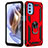 Silikon Hülle Handyhülle und Kunststoff Schutzhülle Hartschalen Tasche mit Magnetisch Fingerring Ständer für Motorola Moto G31 Rot