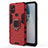 Silikon Hülle Handyhülle und Kunststoff Schutzhülle Hartschalen Tasche mit Magnetisch Fingerring Ständer für OnePlus Nord N10 5G Rot