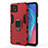 Silikon Hülle Handyhülle und Kunststoff Schutzhülle Hartschalen Tasche mit Magnetisch Fingerring Ständer für Oppo A73 5G Rot