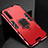 Silikon Hülle Handyhülle und Kunststoff Schutzhülle Hartschalen Tasche mit Magnetisch Fingerring Ständer für Oppo A91 Rot