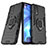 Silikon Hülle Handyhülle und Kunststoff Schutzhülle Hartschalen Tasche mit Magnetisch Fingerring Ständer für Oppo Reno4 4G