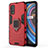 Silikon Hülle Handyhülle und Kunststoff Schutzhülle Hartschalen Tasche mit Magnetisch Fingerring Ständer für Realme X7 5G Rot