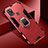 Silikon Hülle Handyhülle und Kunststoff Schutzhülle Hartschalen Tasche mit Magnetisch Fingerring Ständer für Samsung Galaxy A21s Rot