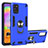 Silikon Hülle Handyhülle und Kunststoff Schutzhülle Hartschalen Tasche mit Magnetisch Fingerring Ständer für Samsung Galaxy A31 Hellblau