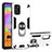 Silikon Hülle Handyhülle und Kunststoff Schutzhülle Hartschalen Tasche mit Magnetisch Fingerring Ständer für Samsung Galaxy A31 Weiß