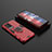 Silikon Hülle Handyhülle und Kunststoff Schutzhülle Hartschalen Tasche mit Magnetisch Fingerring Ständer für Vivo iQOO 8 Pro 5G Rot