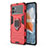 Silikon Hülle Handyhülle und Kunststoff Schutzhülle Hartschalen Tasche mit Magnetisch Fingerring Ständer für Vivo iQOO 9 5G Rot