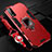 Silikon Hülle Handyhülle und Kunststoff Schutzhülle Hartschalen Tasche mit Magnetisch Fingerring Ständer für Vivo Y12s Rot