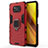 Silikon Hülle Handyhülle und Kunststoff Schutzhülle Hartschalen Tasche mit Magnetisch Fingerring Ständer für Xiaomi Poco X3 Pro Rot