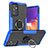 Silikon Hülle Handyhülle und Kunststoff Schutzhülle Hartschalen Tasche mit Magnetisch Fingerring Ständer J01X für Samsung Galaxy Quantum2 5G Blau