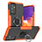 Silikon Hülle Handyhülle und Kunststoff Schutzhülle Hartschalen Tasche mit Magnetisch Fingerring Ständer J01X für Samsung Galaxy Quantum2 5G Orange