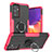 Silikon Hülle Handyhülle und Kunststoff Schutzhülle Hartschalen Tasche mit Magnetisch Fingerring Ständer J01X für Samsung Galaxy Quantum2 5G Pink