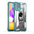 Silikon Hülle Handyhülle und Kunststoff Schutzhülle Hartschalen Tasche mit Magnetisch Fingerring Ständer J02S für Samsung Galaxy F22 4G Grün