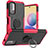Silikon Hülle Handyhülle und Kunststoff Schutzhülle Hartschalen Tasche mit Magnetisch Fingerring Ständer JX1 für Xiaomi POCO M3 Pro 5G Pink