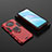 Silikon Hülle Handyhülle und Kunststoff Schutzhülle Hartschalen Tasche mit Magnetisch Fingerring Ständer KC1 für Xiaomi Mi 10T Lite 5G Rot