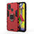 Silikon Hülle Handyhülle und Kunststoff Schutzhülle Hartschalen Tasche mit Magnetisch Fingerring Ständer KC2 für Samsung Galaxy M31 Prime Edition Rot