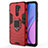 Silikon Hülle Handyhülle und Kunststoff Schutzhülle Hartschalen Tasche mit Magnetisch Fingerring Ständer KC2 für Xiaomi Redmi 9 Rot