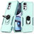 Silikon Hülle Handyhülle und Kunststoff Schutzhülle Hartschalen Tasche mit Magnetisch Fingerring Ständer MQ1 für Motorola Moto G22 Cyan