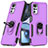 Silikon Hülle Handyhülle und Kunststoff Schutzhülle Hartschalen Tasche mit Magnetisch Fingerring Ständer MQ1 für Motorola Moto G22 Violett