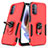 Silikon Hülle Handyhülle und Kunststoff Schutzhülle Hartschalen Tasche mit Magnetisch Fingerring Ständer MQ1 für Motorola Moto G31 Rot