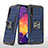Silikon Hülle Handyhülle und Kunststoff Schutzhülle Hartschalen Tasche mit Magnetisch Fingerring Ständer MQ1 für Samsung Galaxy A50 Blau