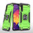 Silikon Hülle Handyhülle und Kunststoff Schutzhülle Hartschalen Tasche mit Magnetisch Fingerring Ständer MQ1 für Samsung Galaxy A50 Grün