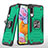 Silikon Hülle Handyhülle und Kunststoff Schutzhülle Hartschalen Tasche mit Magnetisch Fingerring Ständer MQ1 für Samsung Galaxy A90 5G Nachtgrün