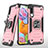 Silikon Hülle Handyhülle und Kunststoff Schutzhülle Hartschalen Tasche mit Magnetisch Fingerring Ständer MQ1 für Samsung Galaxy A90 5G Rosegold