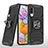 Silikon Hülle Handyhülle und Kunststoff Schutzhülle Hartschalen Tasche mit Magnetisch Fingerring Ständer MQ1 für Samsung Galaxy A90 5G Schwarz