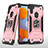 Silikon Hülle Handyhülle und Kunststoff Schutzhülle Hartschalen Tasche mit Magnetisch Fingerring Ständer MQ1 für Samsung Galaxy M11 Rosegold