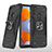 Silikon Hülle Handyhülle und Kunststoff Schutzhülle Hartschalen Tasche mit Magnetisch Fingerring Ständer MQ1 für Samsung Galaxy M11 Schwarz