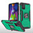 Silikon Hülle Handyhülle und Kunststoff Schutzhülle Hartschalen Tasche mit Magnetisch Fingerring Ständer MQ1 für Samsung Galaxy M51 Nachtgrün