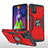 Silikon Hülle Handyhülle und Kunststoff Schutzhülle Hartschalen Tasche mit Magnetisch Fingerring Ständer MQ1 für Samsung Galaxy M51 Rot