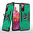 Silikon Hülle Handyhülle und Kunststoff Schutzhülle Hartschalen Tasche mit Magnetisch Fingerring Ständer MQ1 für Samsung Galaxy S20 Lite 5G Nachtgrün