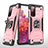 Silikon Hülle Handyhülle und Kunststoff Schutzhülle Hartschalen Tasche mit Magnetisch Fingerring Ständer MQ1 für Samsung Galaxy S20 Lite 5G Rosegold