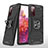 Silikon Hülle Handyhülle und Kunststoff Schutzhülle Hartschalen Tasche mit Magnetisch Fingerring Ständer MQ1 für Samsung Galaxy S20 Lite 5G Schwarz