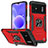 Silikon Hülle Handyhülle und Kunststoff Schutzhülle Hartschalen Tasche mit Magnetisch Fingerring Ständer MQ1 für Xiaomi Redmi Note 11R 5G