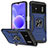 Silikon Hülle Handyhülle und Kunststoff Schutzhülle Hartschalen Tasche mit Magnetisch Fingerring Ständer MQ1 für Xiaomi Redmi Note 11R 5G Blau