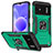 Silikon Hülle Handyhülle und Kunststoff Schutzhülle Hartschalen Tasche mit Magnetisch Fingerring Ständer MQ1 für Xiaomi Redmi Note 11R 5G Nachtgrün