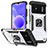 Silikon Hülle Handyhülle und Kunststoff Schutzhülle Hartschalen Tasche mit Magnetisch Fingerring Ständer MQ1 für Xiaomi Redmi Note 11R 5G Silber
