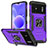 Silikon Hülle Handyhülle und Kunststoff Schutzhülle Hartschalen Tasche mit Magnetisch Fingerring Ständer MQ1 für Xiaomi Redmi Note 11R 5G Violett