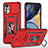 Silikon Hülle Handyhülle und Kunststoff Schutzhülle Hartschalen Tasche mit Magnetisch Fingerring Ständer MQ2 für Motorola Moto G22 Rot