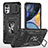 Silikon Hülle Handyhülle und Kunststoff Schutzhülle Hartschalen Tasche mit Magnetisch Fingerring Ständer MQ2 für Motorola Moto G22 Schwarz
