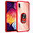 Silikon Hülle Handyhülle und Kunststoff Schutzhülle Hartschalen Tasche mit Magnetisch Fingerring Ständer MQ2 für Samsung Galaxy A30S Rot