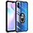 Silikon Hülle Handyhülle und Kunststoff Schutzhülle Hartschalen Tasche mit Magnetisch Fingerring Ständer MQ2 für Xiaomi Redmi 9i Silber und Schwarz