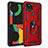 Silikon Hülle Handyhülle und Kunststoff Schutzhülle Hartschalen Tasche mit Magnetisch Fingerring Ständer MQ3 für Google Pixel 4a 5G Rot
